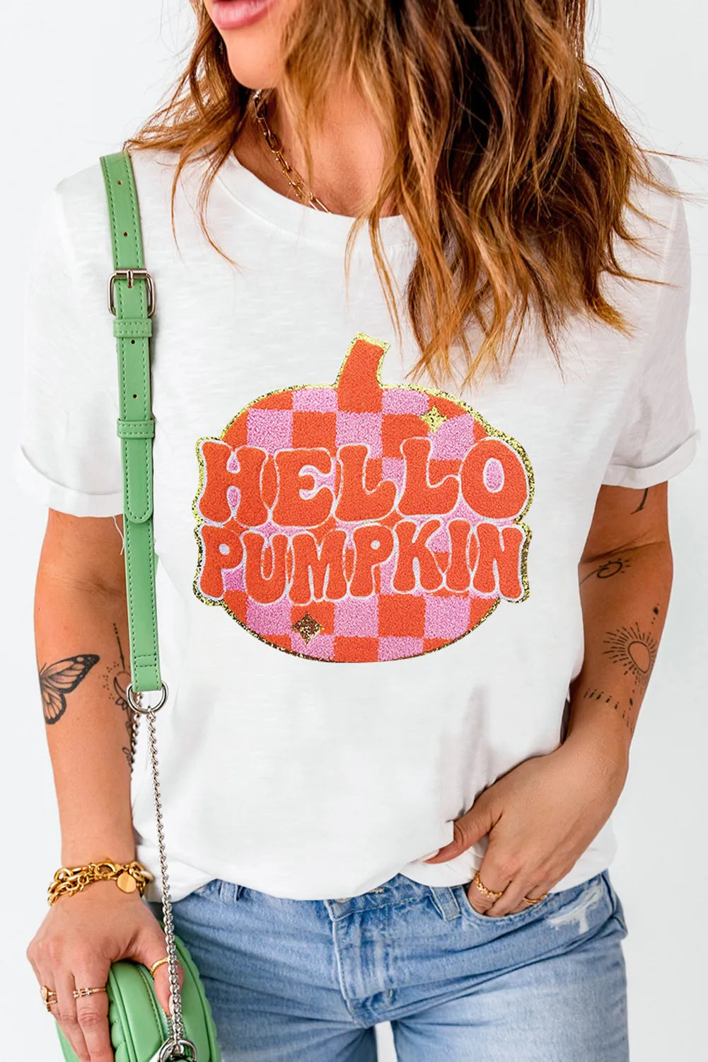 Pumpkin Round Neck Short Sleeve T-Shirt-Angel Casuals