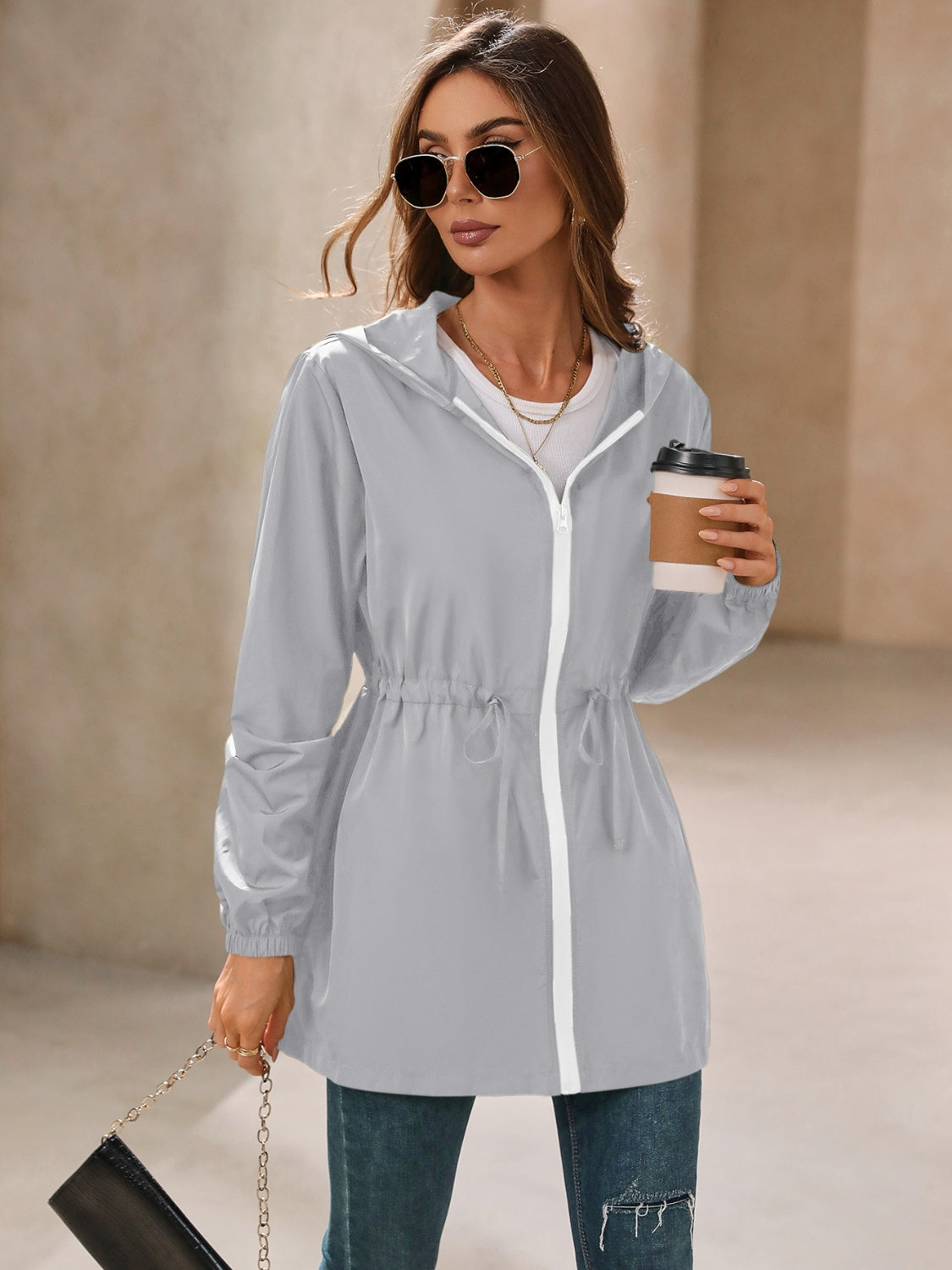 Ivy Lane Outdoor Waterproof Long Sleeve Hooded Windbreaker-Angel Casuals