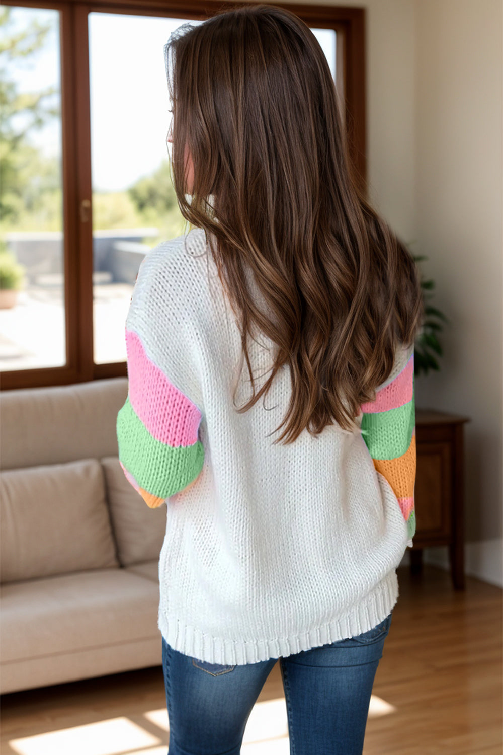 Color Block Round Neck Sweater-Angel Casuals