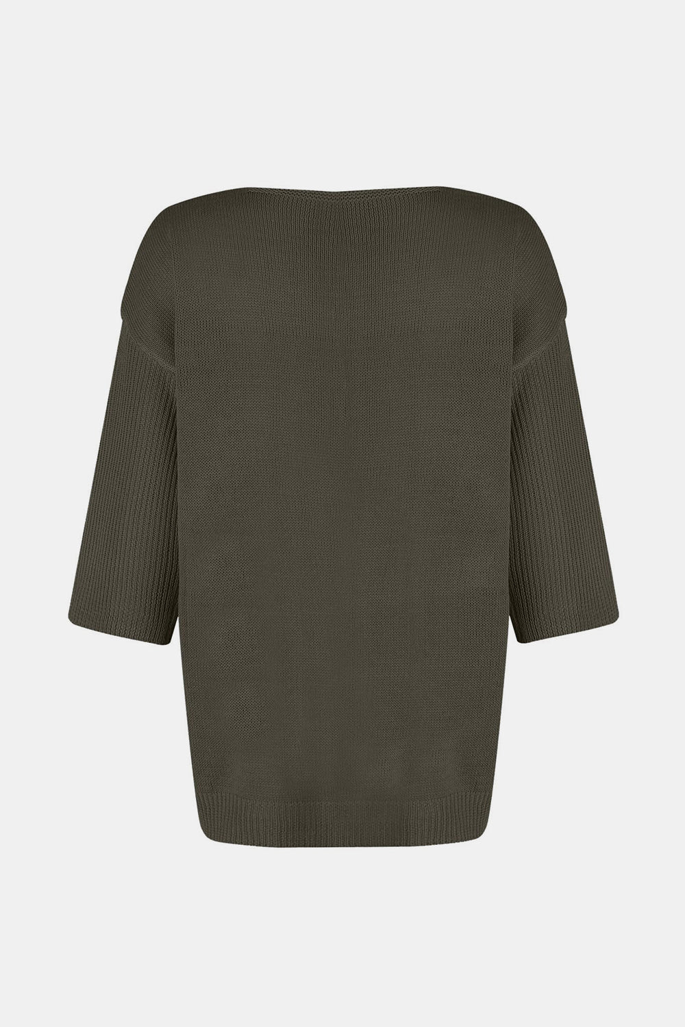 V-Neck Three-Quarter Sleeve Knit Top-Angel Casuals