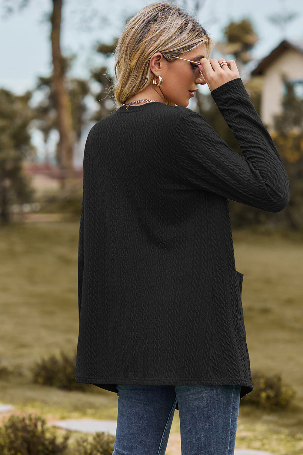 Open Front Long Sleeve Cardigan-Angel Casuals