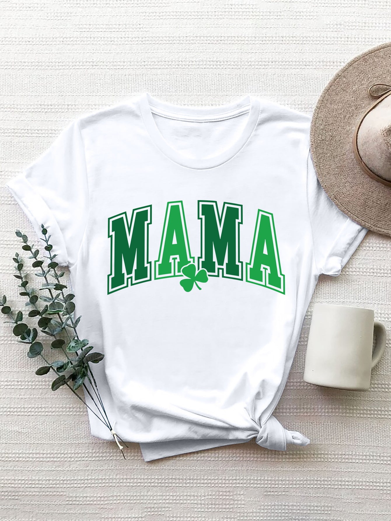 MAMA Round Neck Short Sleeve T-Shirt-Angel Casuals