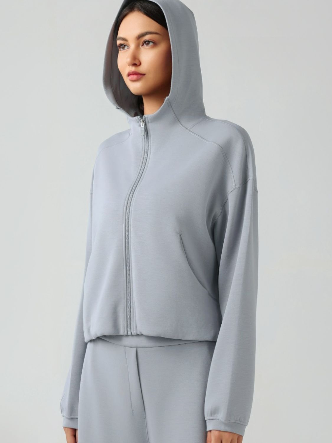 Millennia Zip Up Dropped Shouder Active Hooded-Angel Casuals