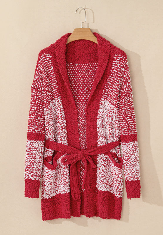 Contrast Trim Open Front Longline Cardigan-Angel Casuals