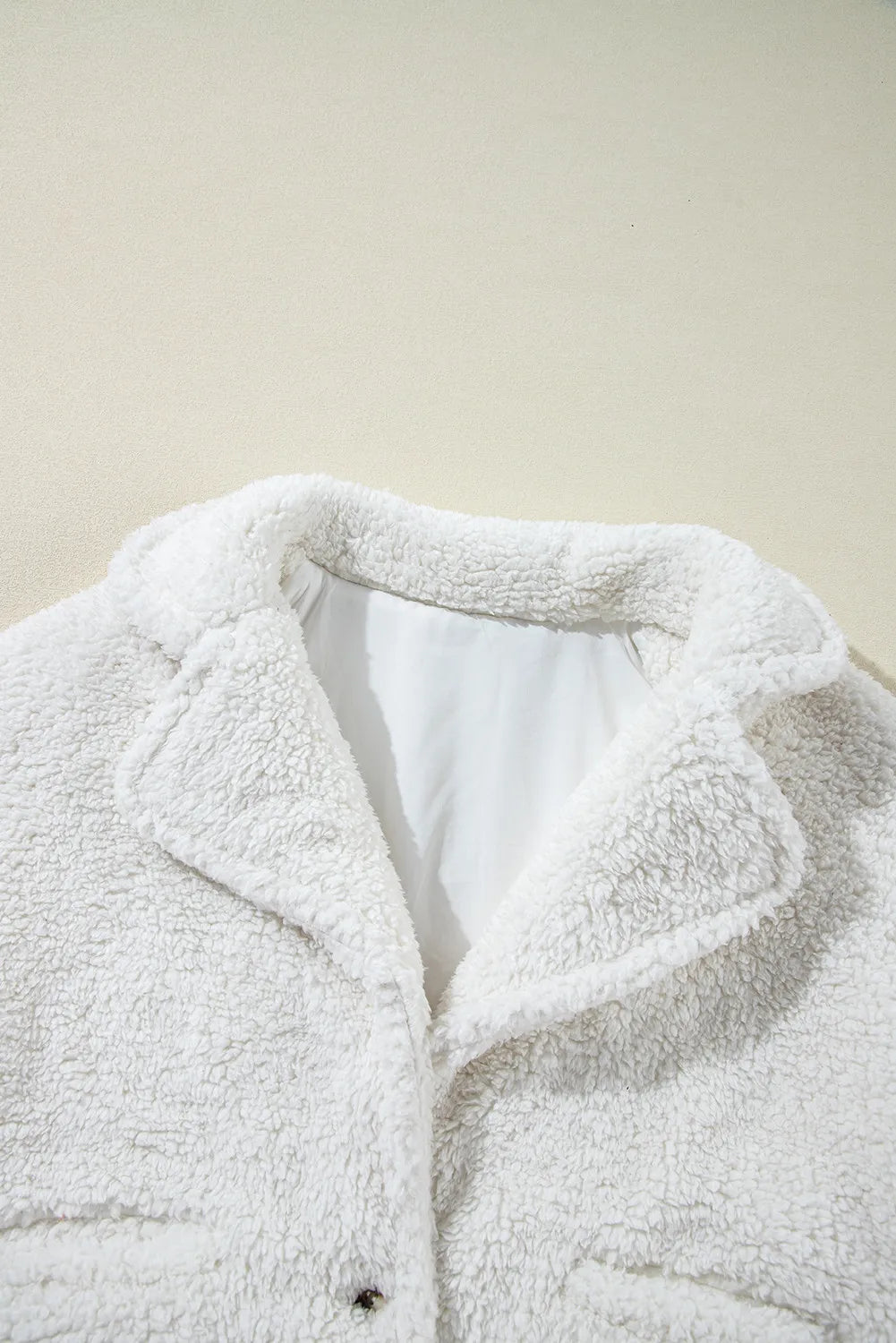 Fuzzy One Button Long Sleeve Jacket-Angel Casuals