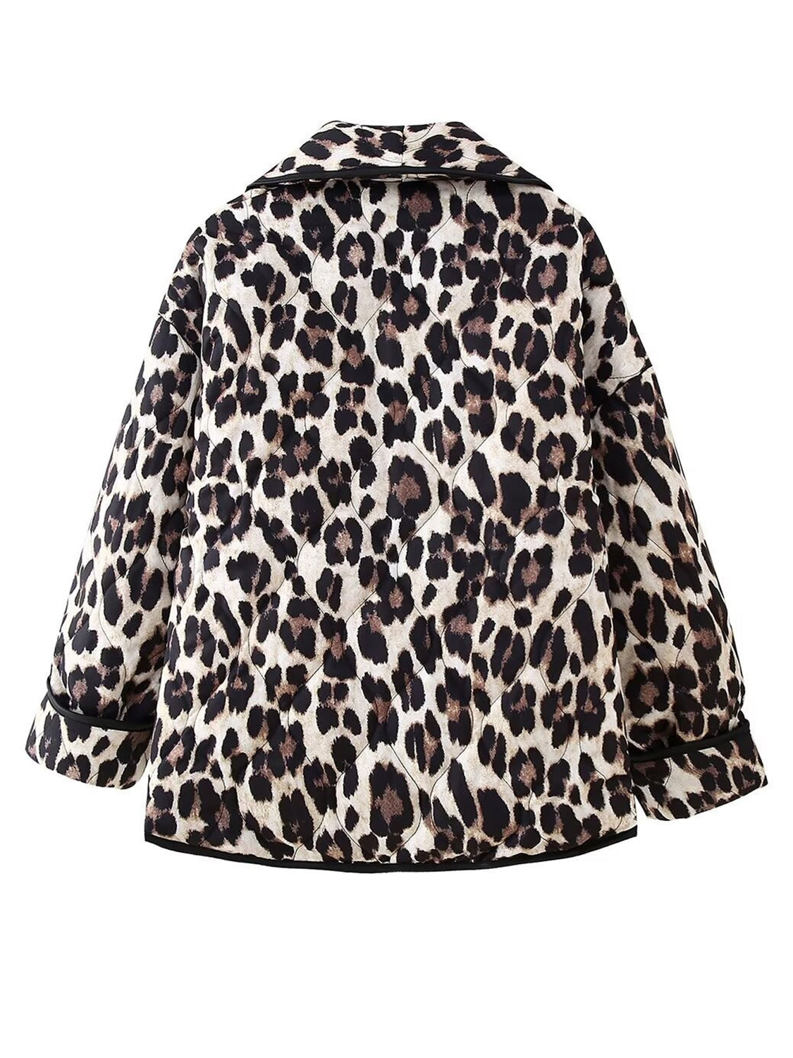 Leopard Open Front Long Sleeve Outerwear-Angel Casuals