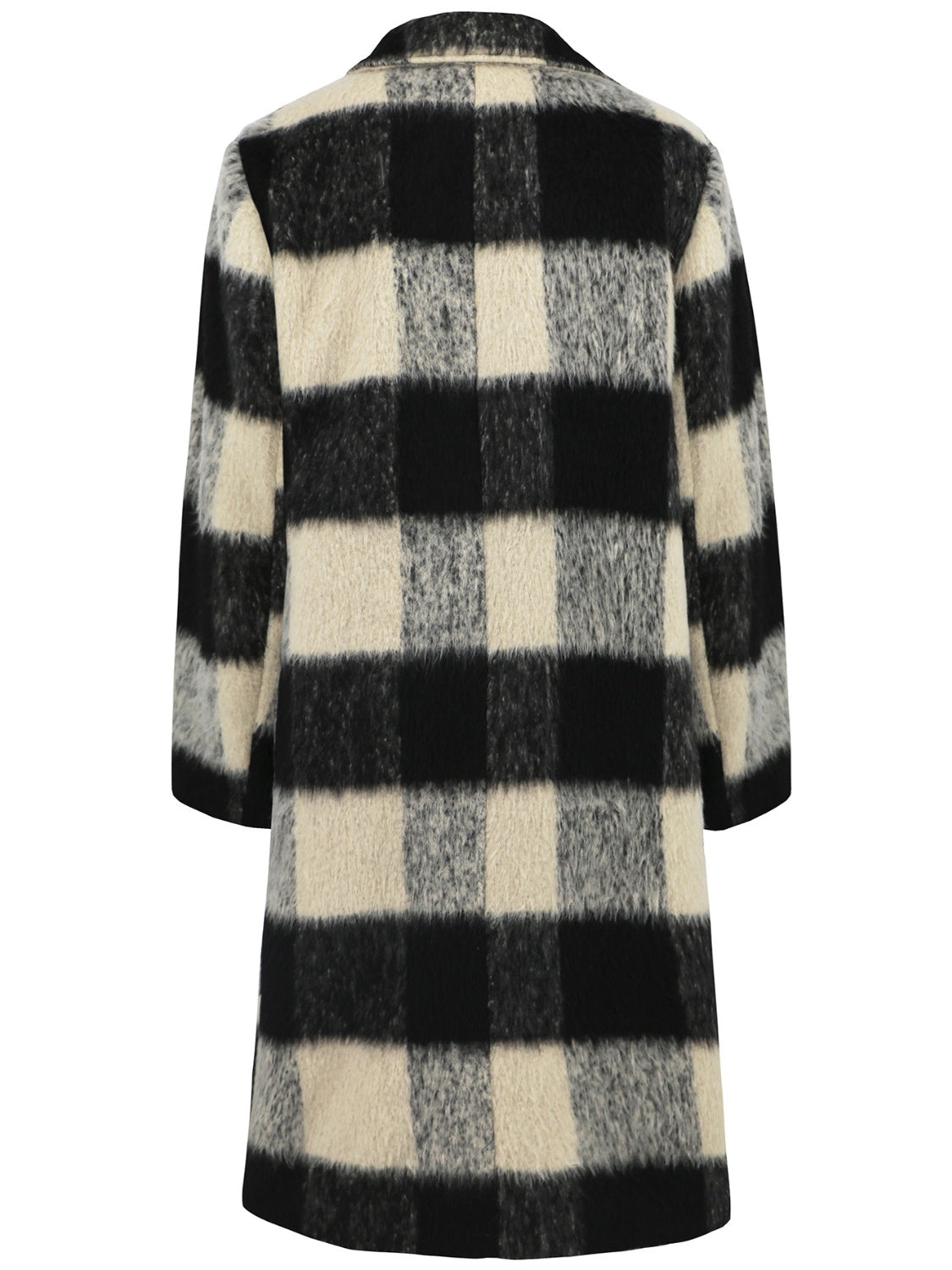 Plaid Double-Breasted Long Sleeve Coat-Angel Casuals