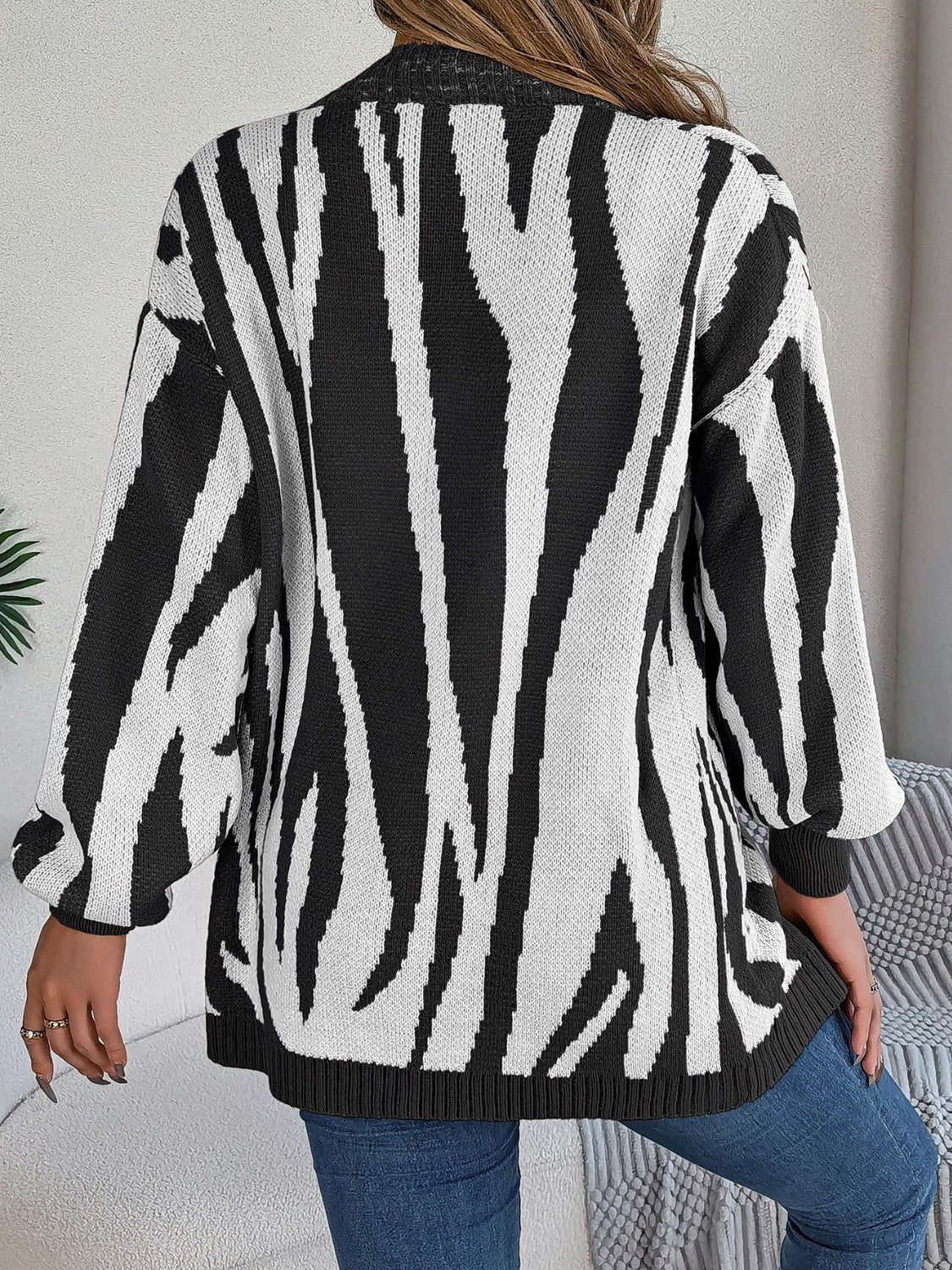 Open Front Animal Print Cardigan-Angel Casuals