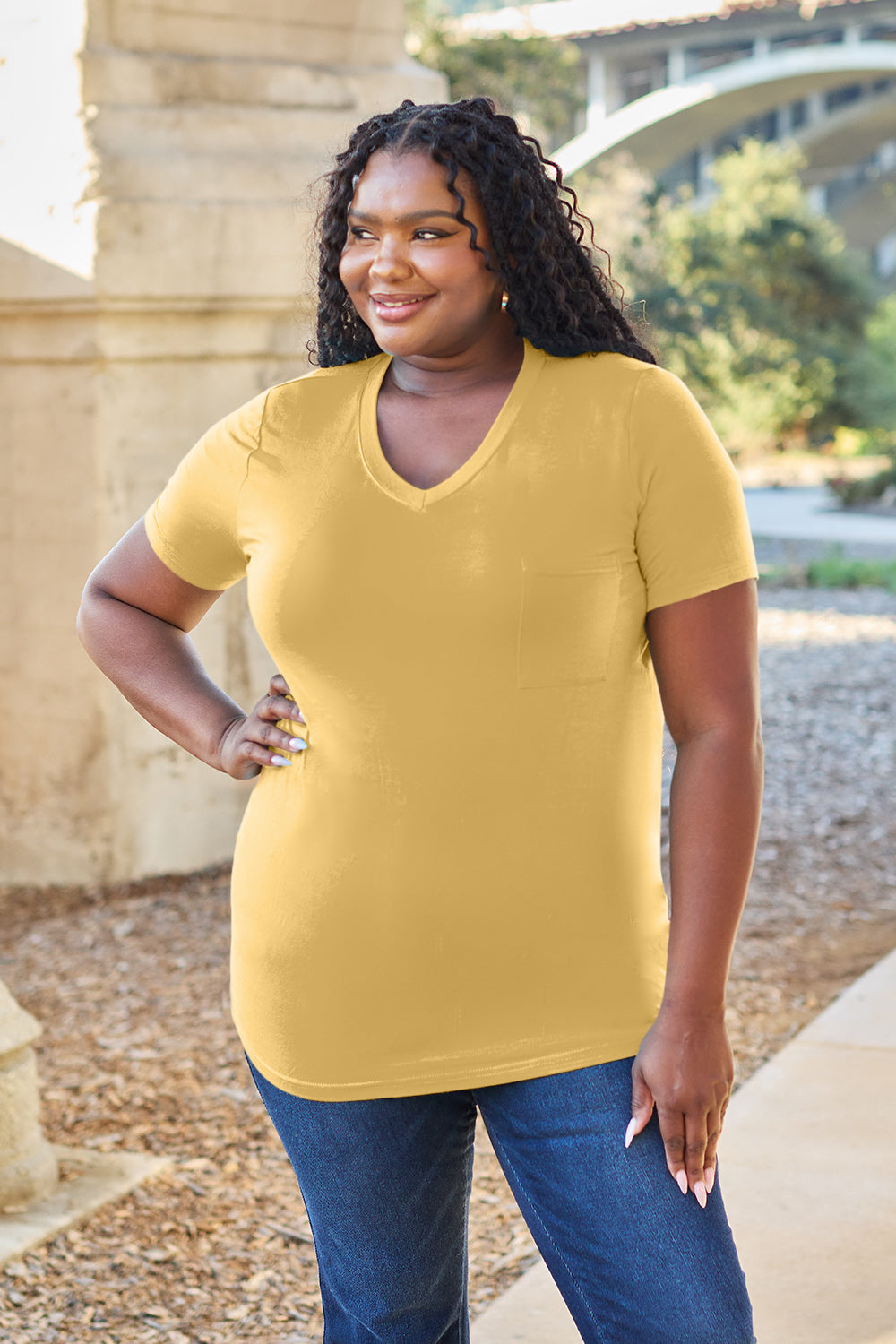 Basic Bae Bamboo Full Size V-Neck Short Sleeve T-Shirt-Angel Casuals