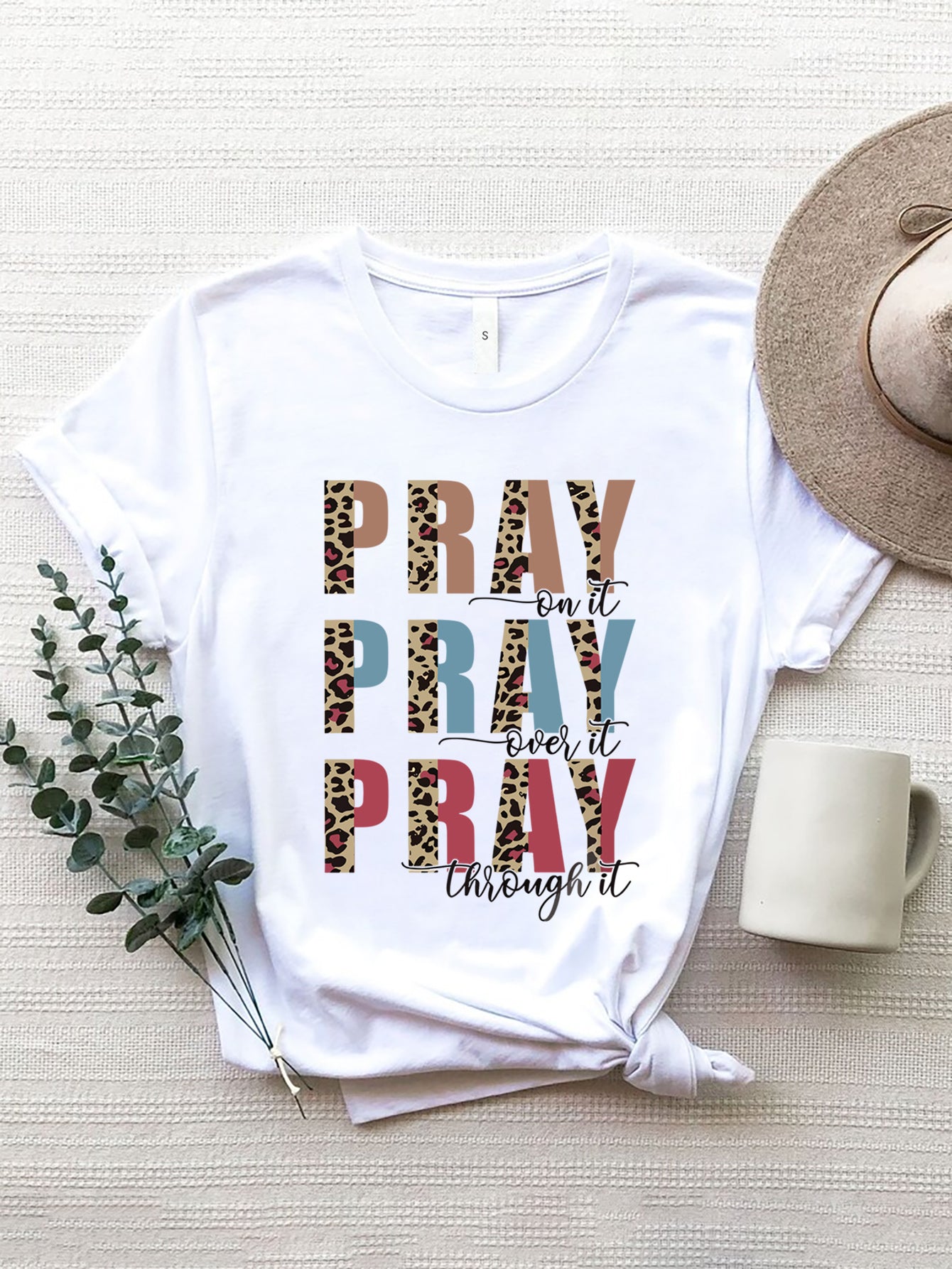 Letter Graphic Round Neck Short Sleeve T-Shirt-Angel Casuals