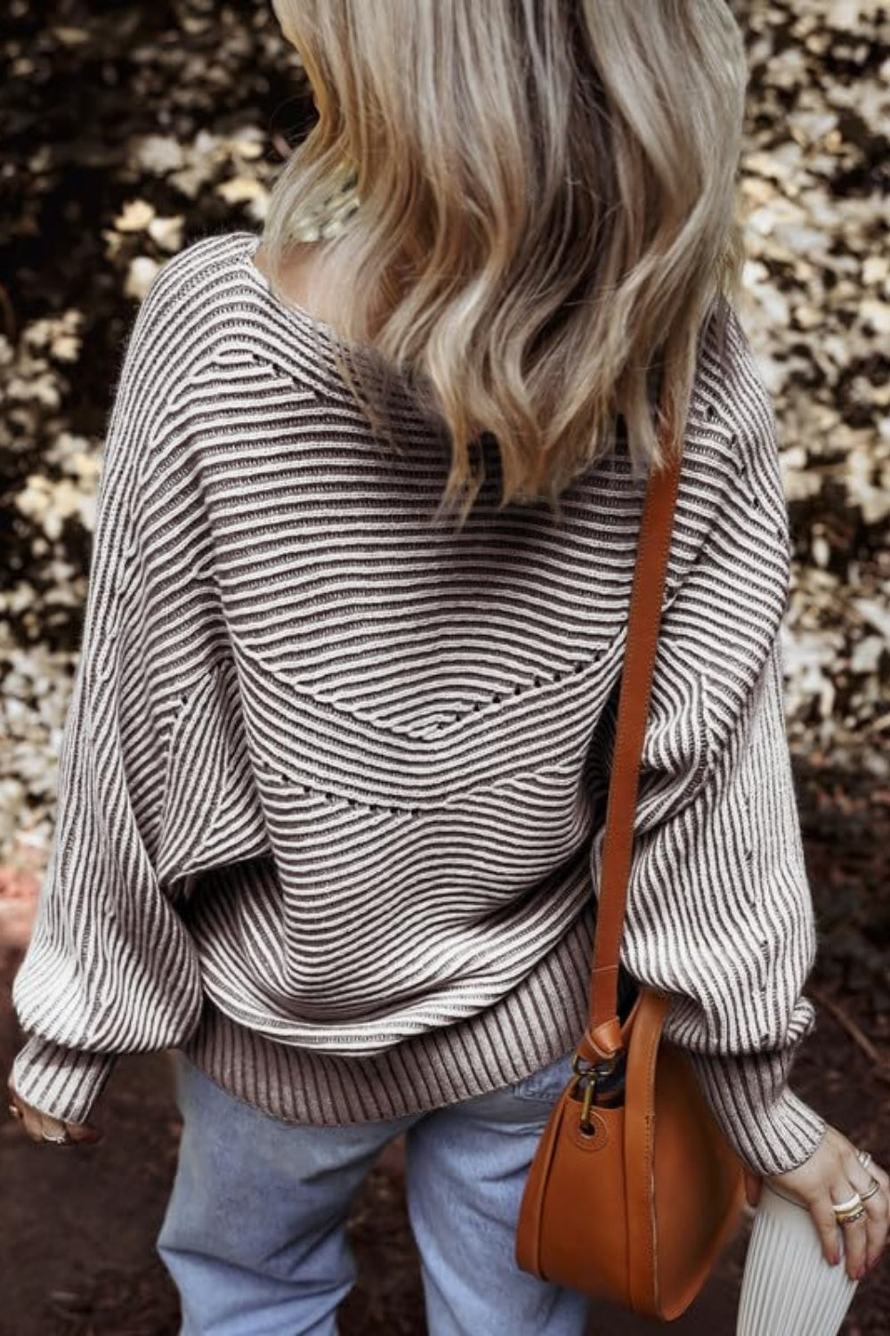 Textured Striped Round Neck Long Sleeve Top-Angel Casuals