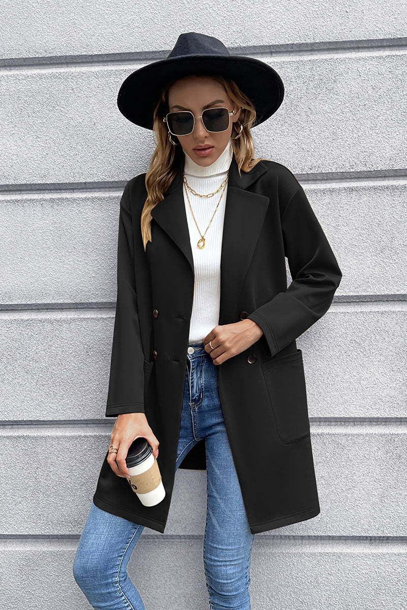 Lapel Collar Long Sleeve Blazer-Angel Casuals
