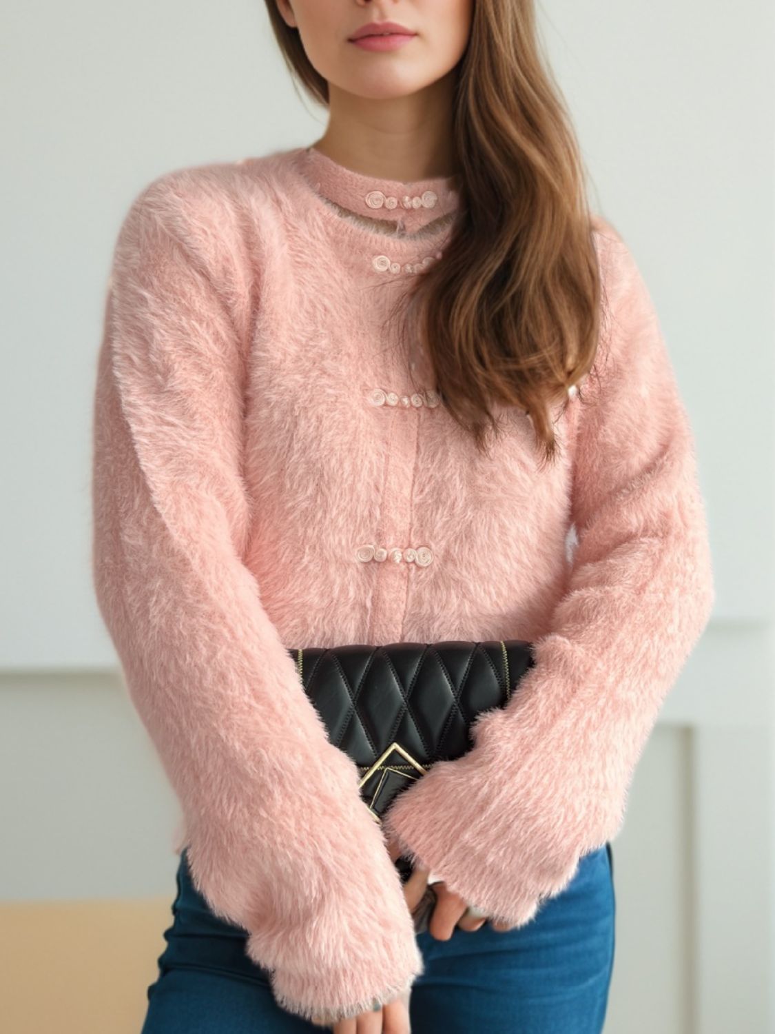 Cutout Knot Button Long Sleeve Cardigan-Angel Casuals