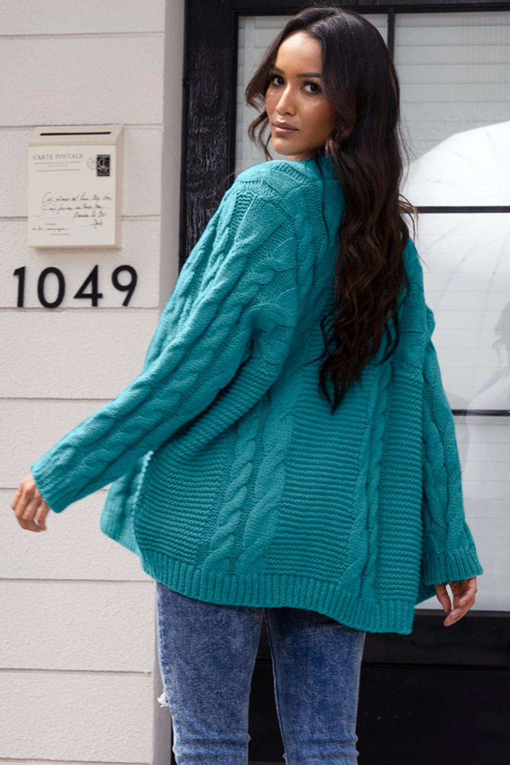 Open Front Cable-Knit Cardigan-Angel Casuals