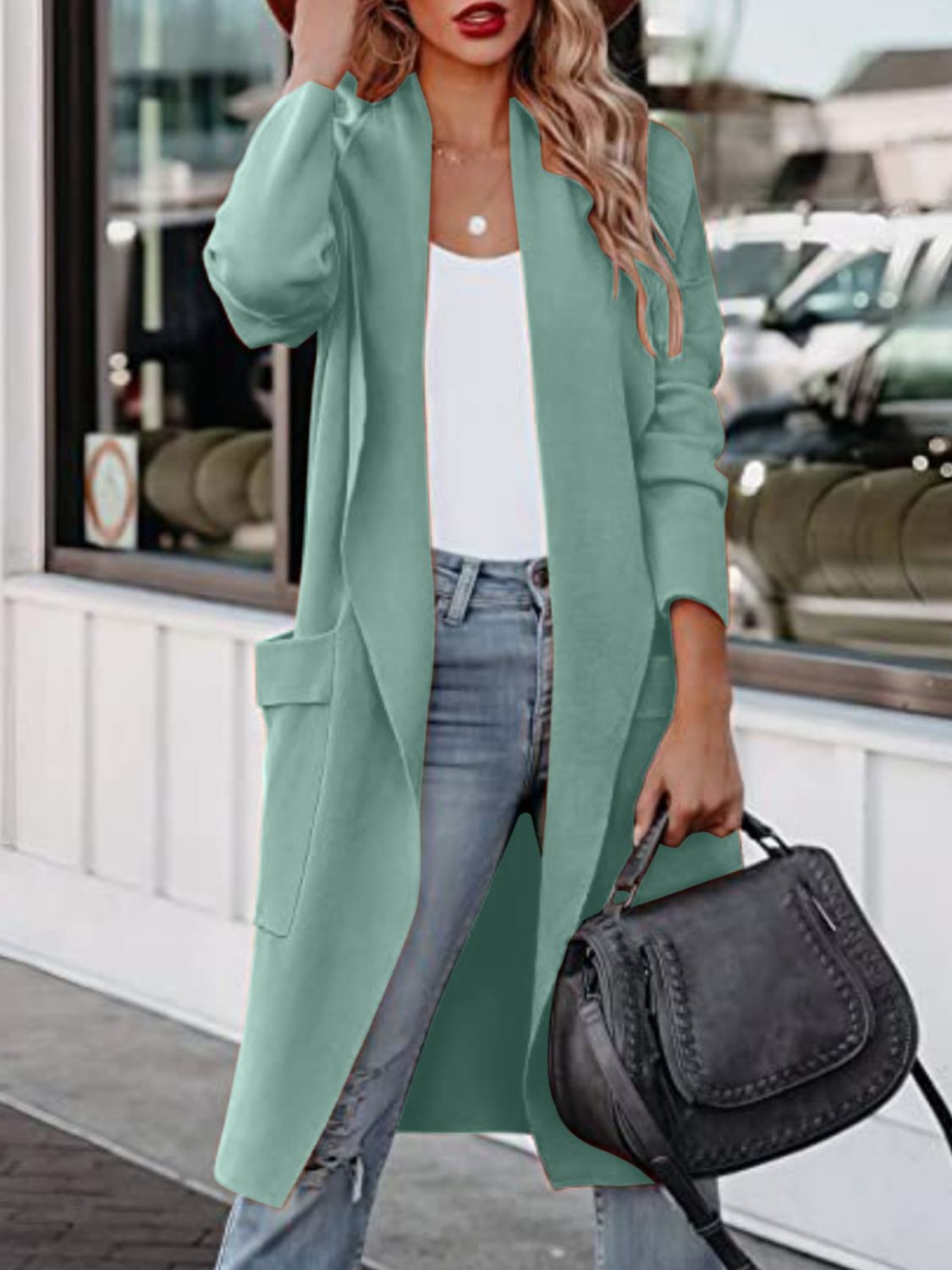 Open Front Dropped Shoulder Outerwear-Angel Casuals