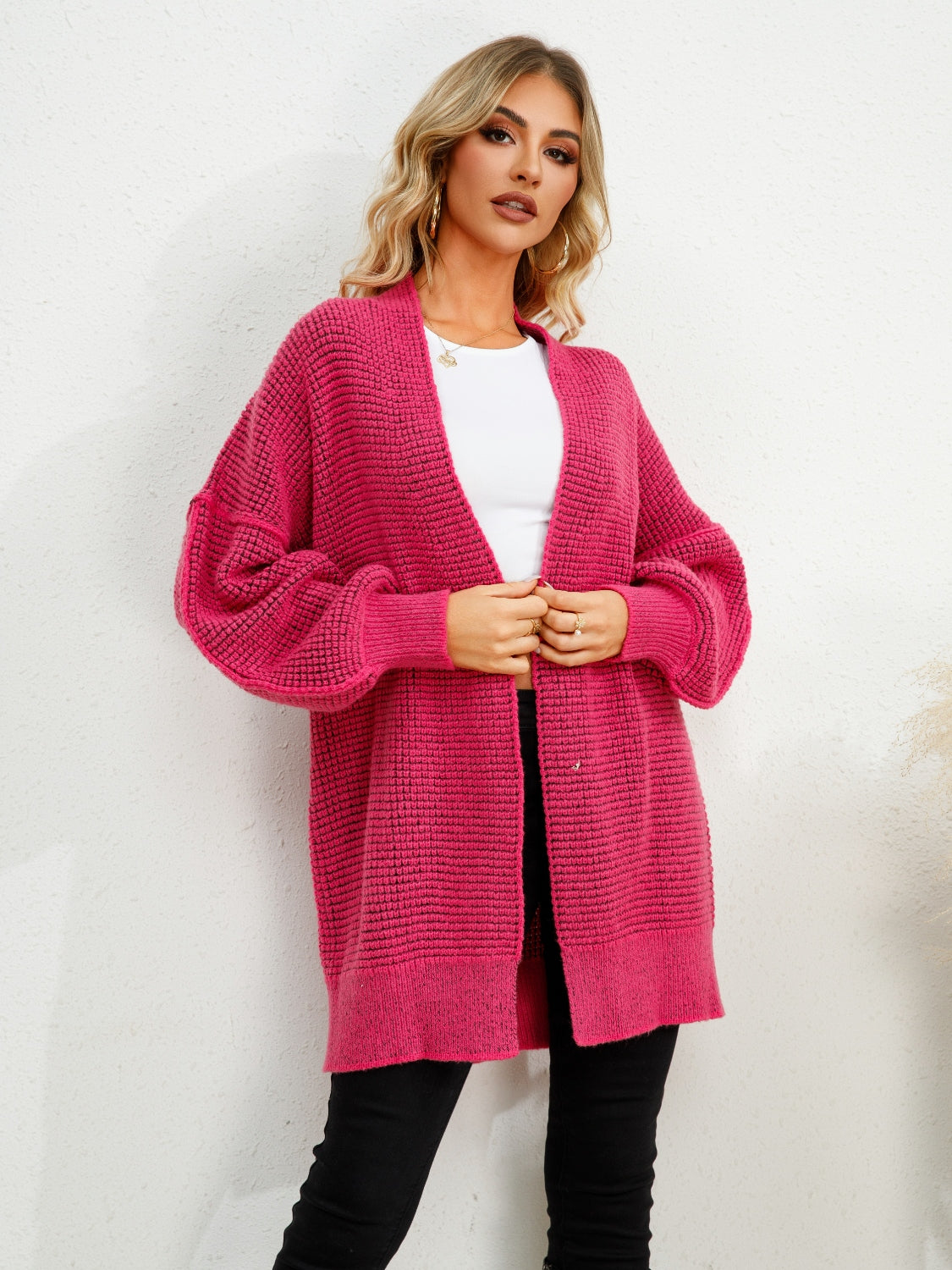 Open Front Dropped Shoulder Cardigan-Angel Casuals