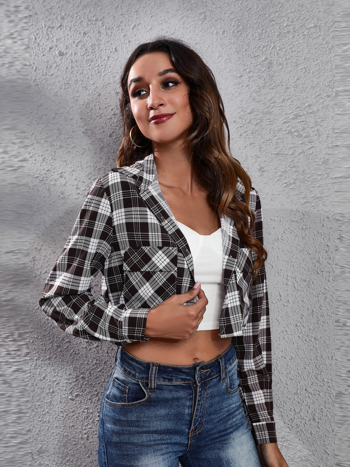 Collared Neck Decorative Pockets Jacket-Angel Casuals