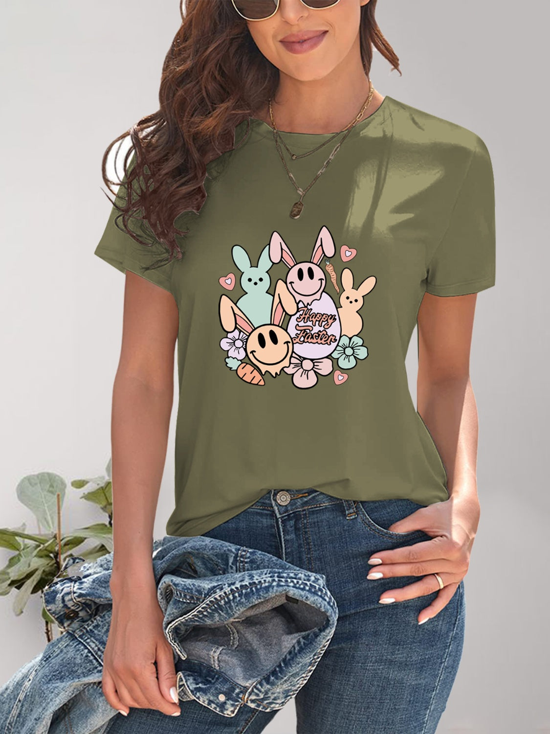 Graphic Round Neck Short Sleeve T-Shirt-Angel Casuals
