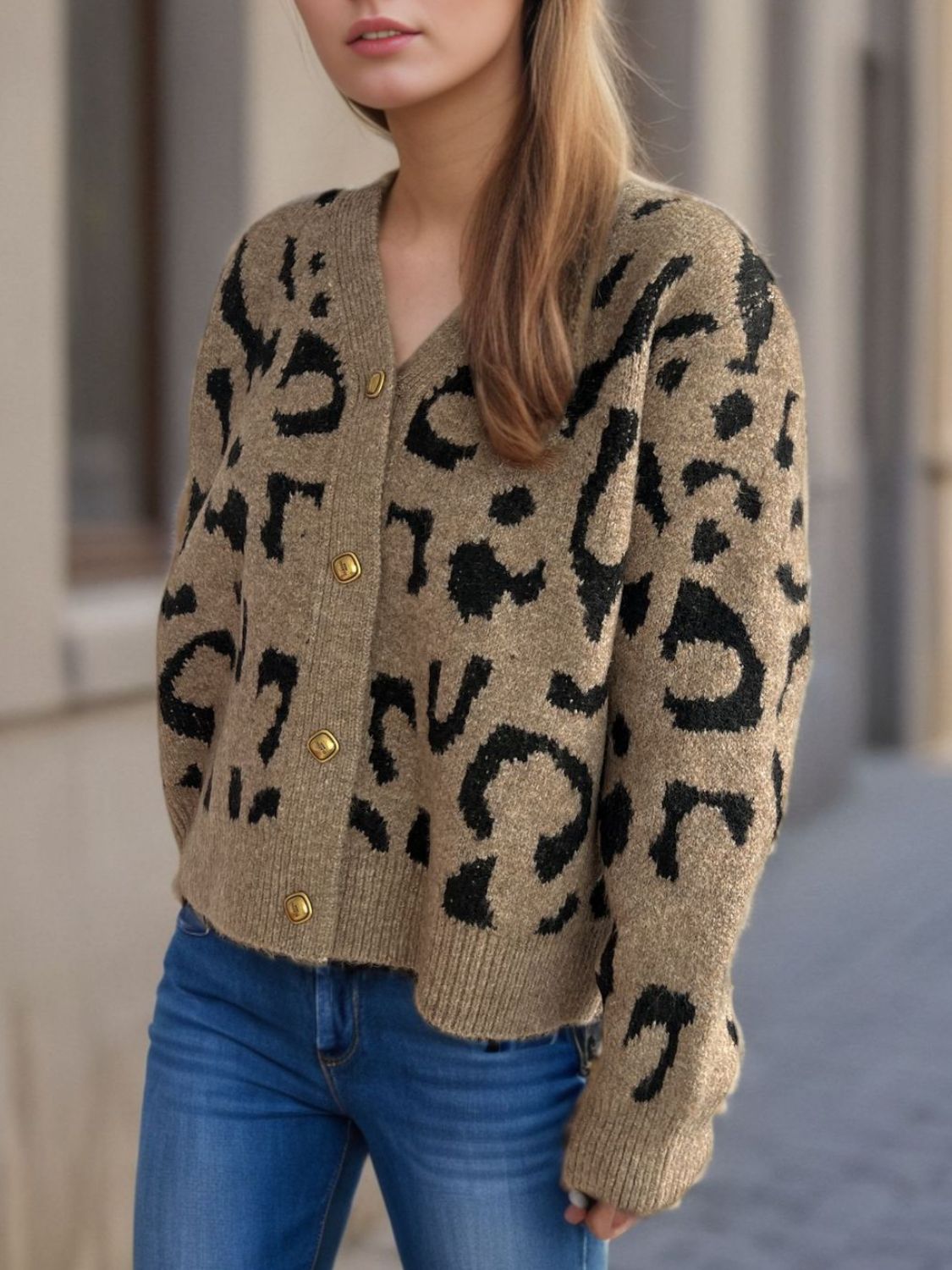 Leopard V-Neck Button Up Cardigan-Angel Casuals