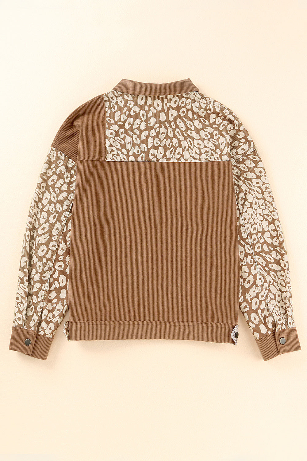 Leopard Button Up Drop Shoulder Jacket-Angel Casuals