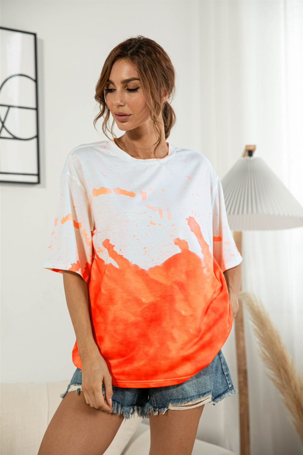 Tie-Dye Round Neck Tee Shirt-Angel Casuals