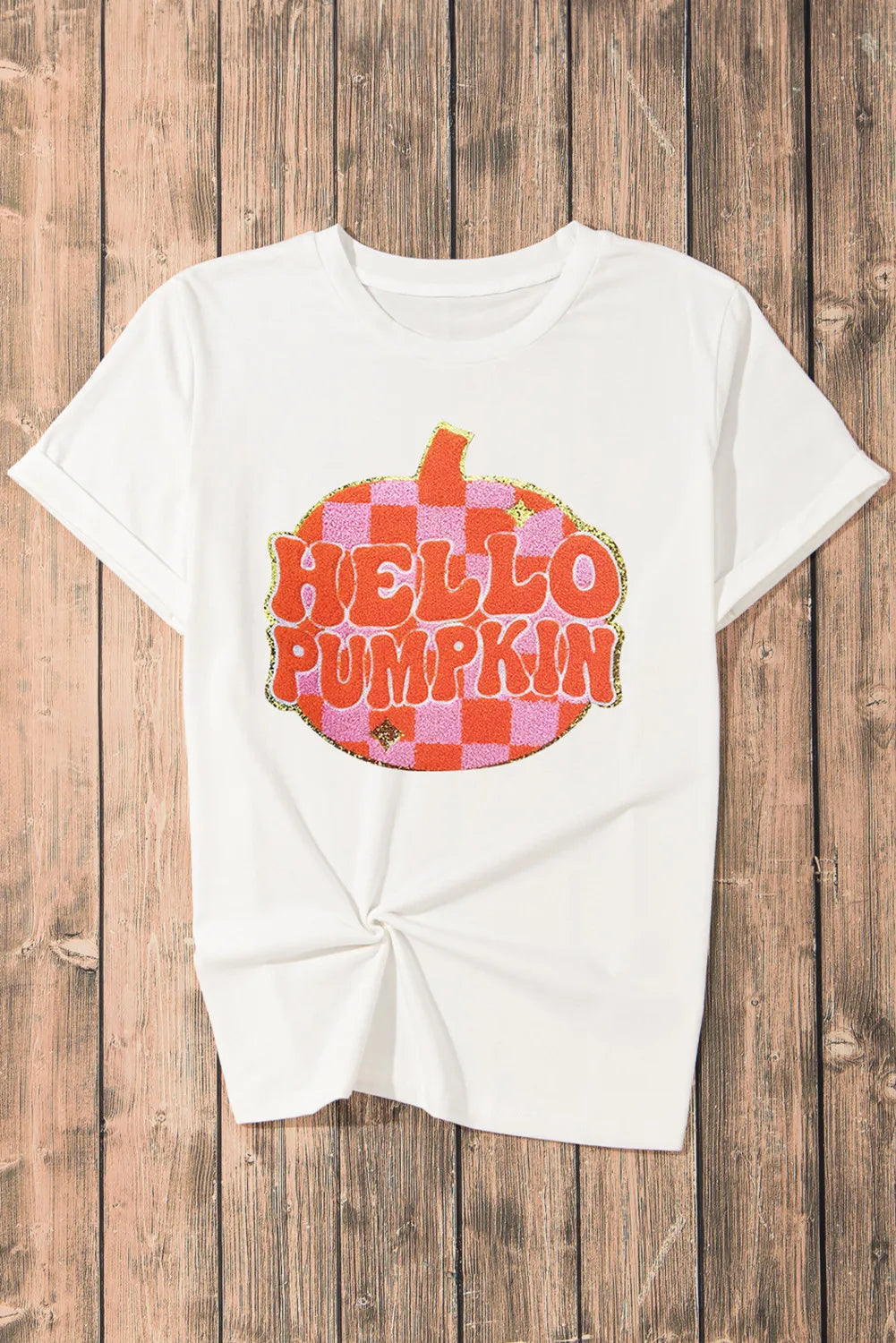 Pumpkin Round Neck Short Sleeve T-Shirt-Angel Casuals