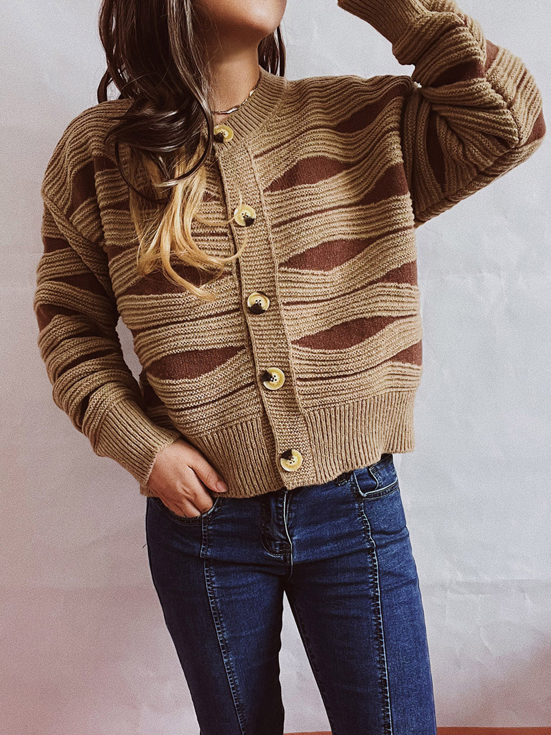 Color Block Button Front Cardigan-Angel Casuals