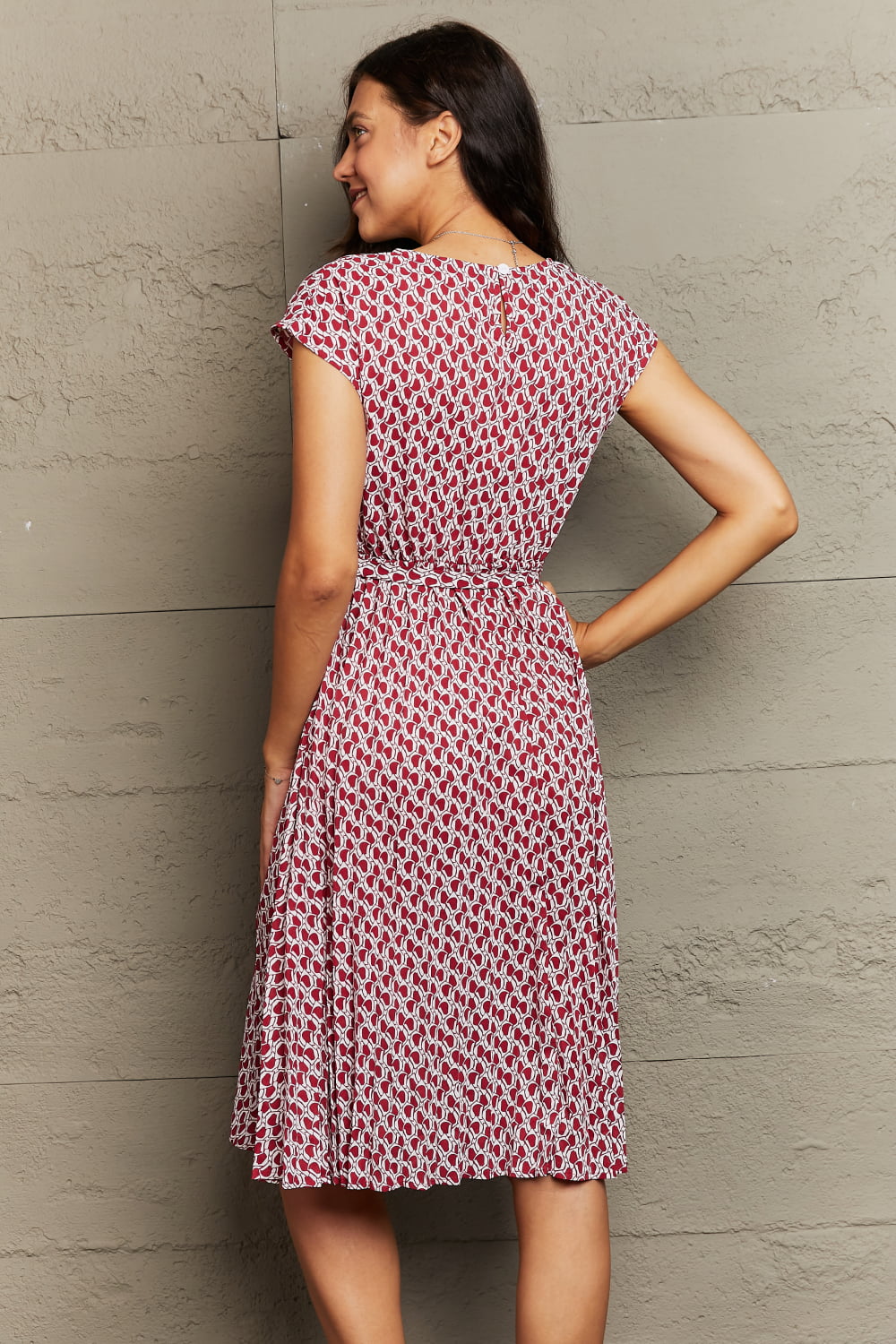 Round Neck Tie Waist Dress-Angel Casuals