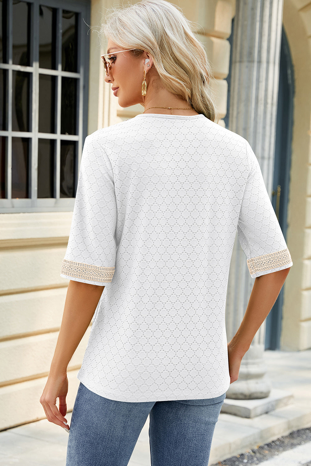 V-Neck Half Sleeve T-Shirt-Angel Casuals