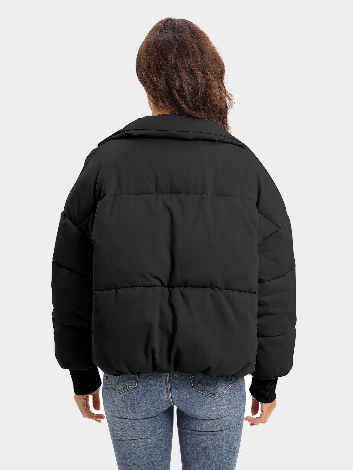 Zip Up Turtleneck Long Sleeve Winter Coat-Angel Casuals