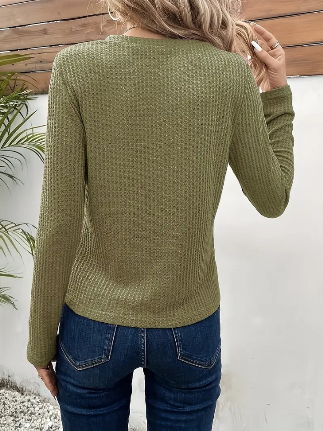 Notched Long Sleeve T-Shirt-Angel Casuals