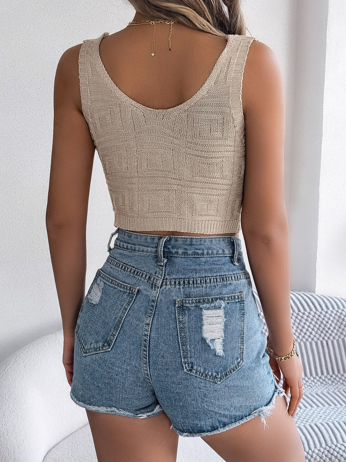Twisted V-Neck Knit Vest-Angel Casuals