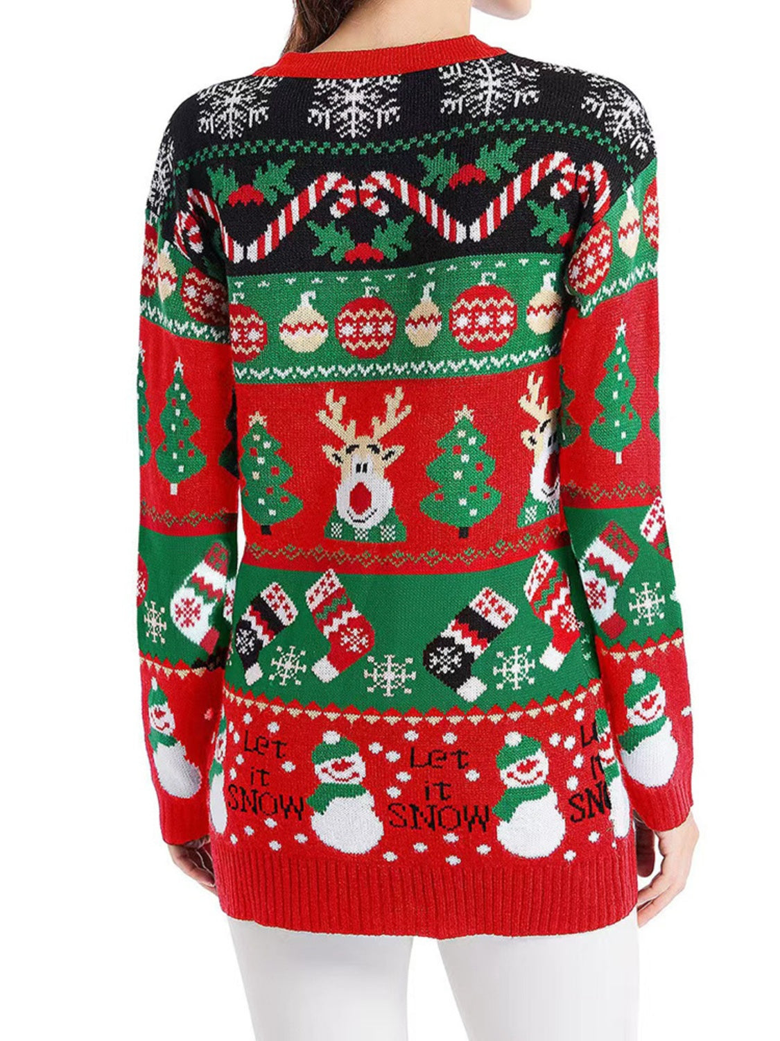 Reindeer Button Up Long Sleeve Cardigan-Angel Casuals