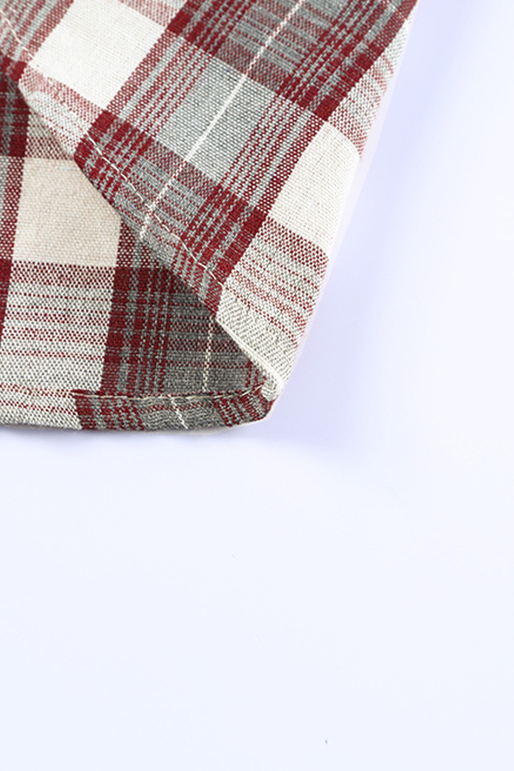 Plaid Patchwork Collared Neck Shacket-Angel Casuals