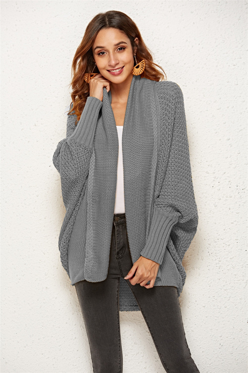 Angel Wings Open Front Batwing Sleeve Cardigan-Angel Casuals