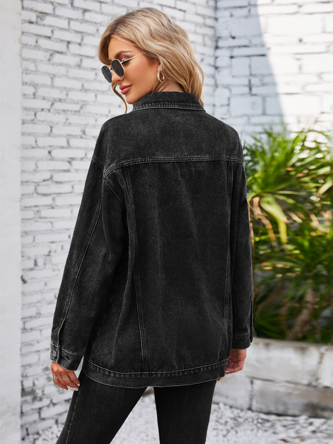 Button Up Long Sleeve Denim Jacket-Angel Casuals