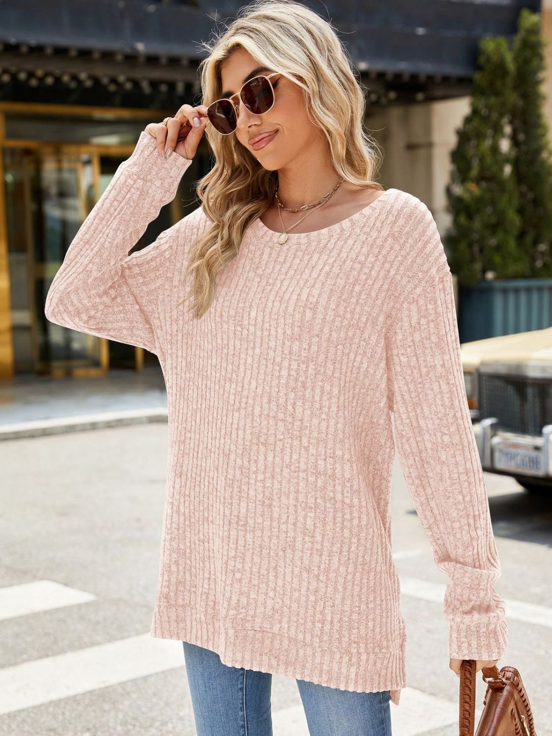 Round Neck Long Sleeve T-Shirt-Angel Casuals