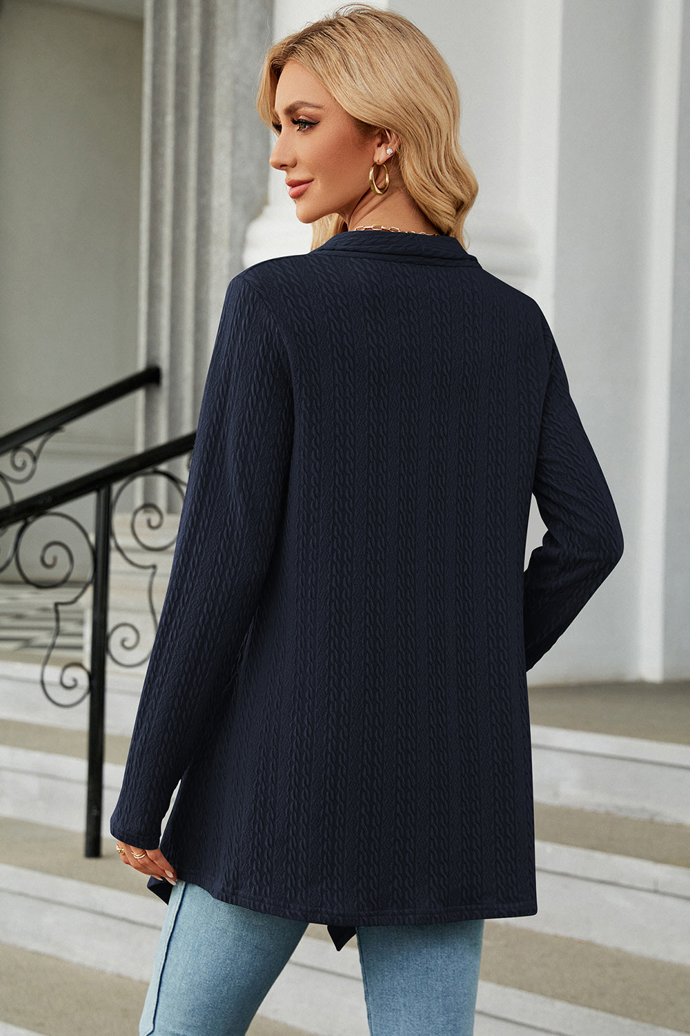 Open Front Long Sleeve Cardigan-Angel Casuals