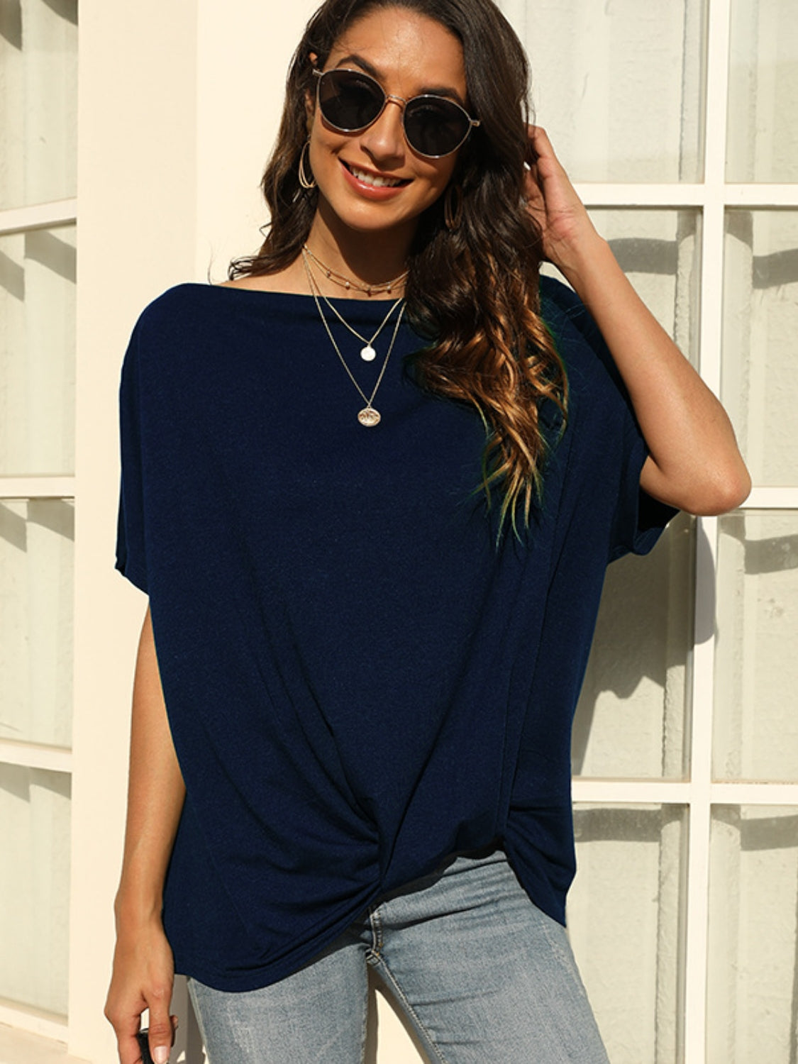 One Shoulder Short Sleeve T-Shirt-Angel Casuals