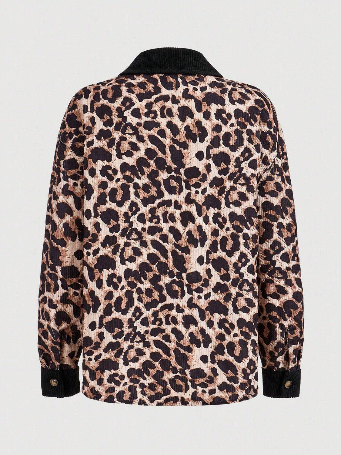 Leopard Collared Neck Button Up Shacket-Angel Casuals