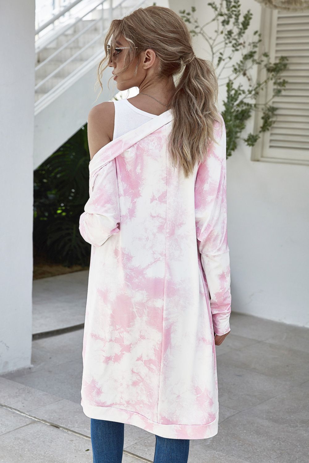 Tie-Dye Open Front Longline Cardigan-Angel Casuals