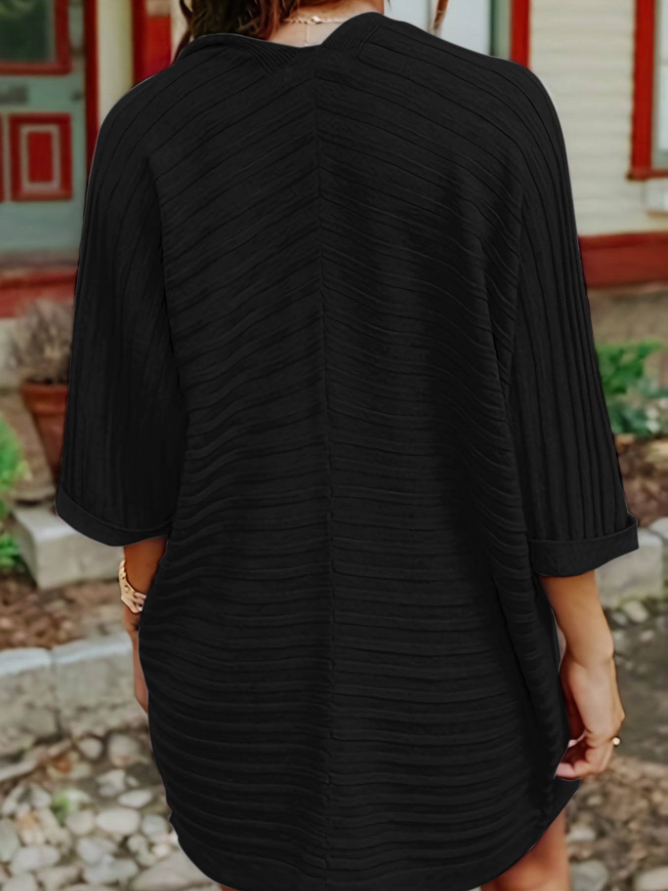 Striped Open Front Knit Cardigan-Angel Casuals