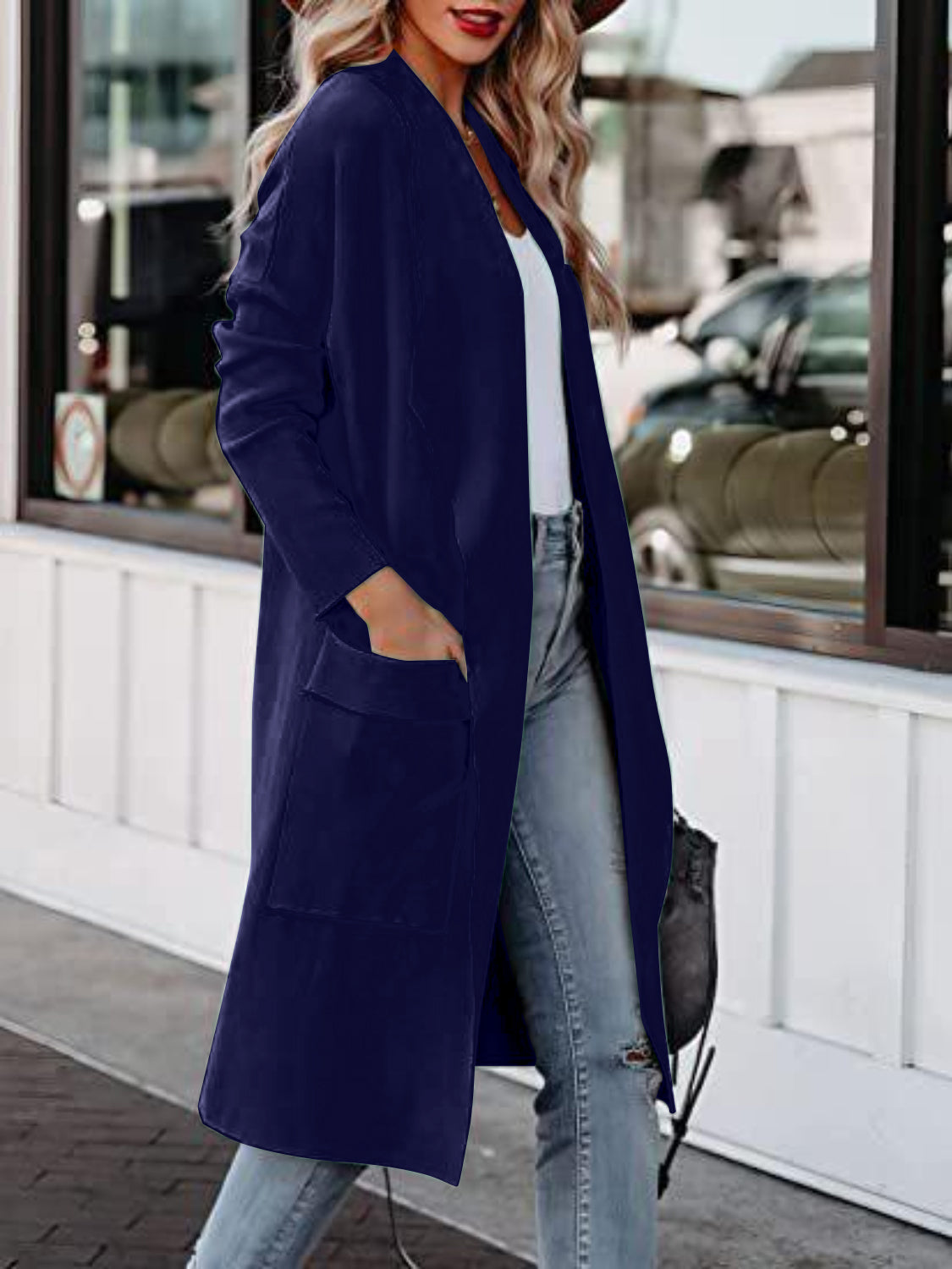 Open Front Dropped Shoulder Outerwear-Angel Casuals