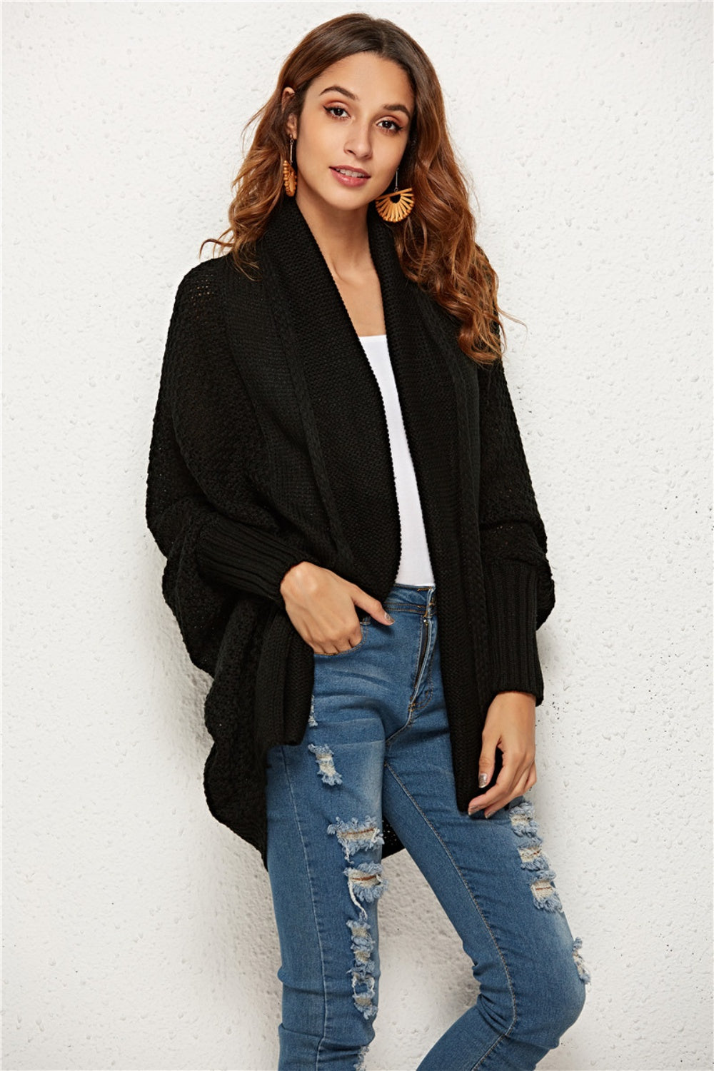 Angel Wings Open Front Batwing Sleeve Cardigan-Angel Casuals