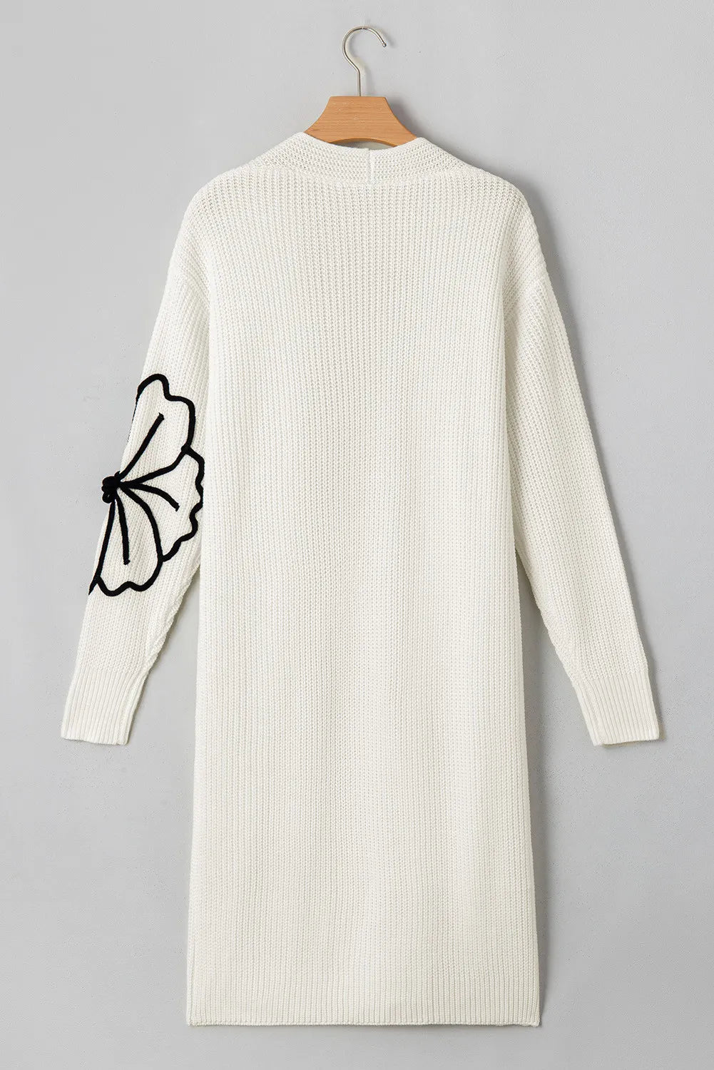 Full Size Flower Open Front Long Sleeve Cardigan-Angel Casuals