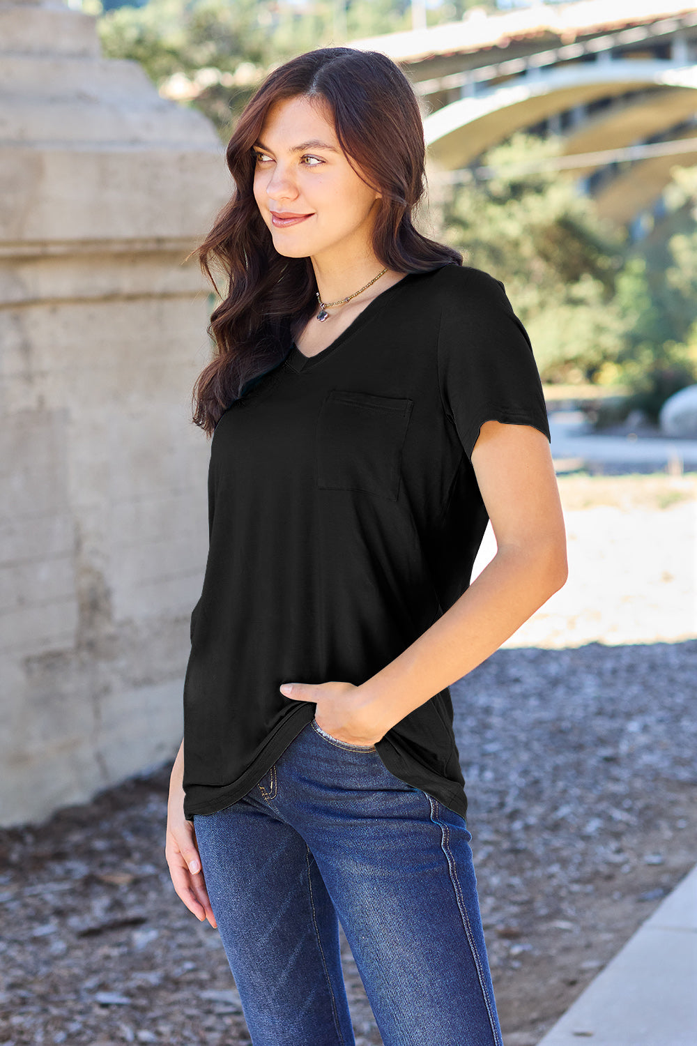 Basic Bae Bamboo Full Size V-Neck Short Sleeve T-Shirt-Angel Casuals