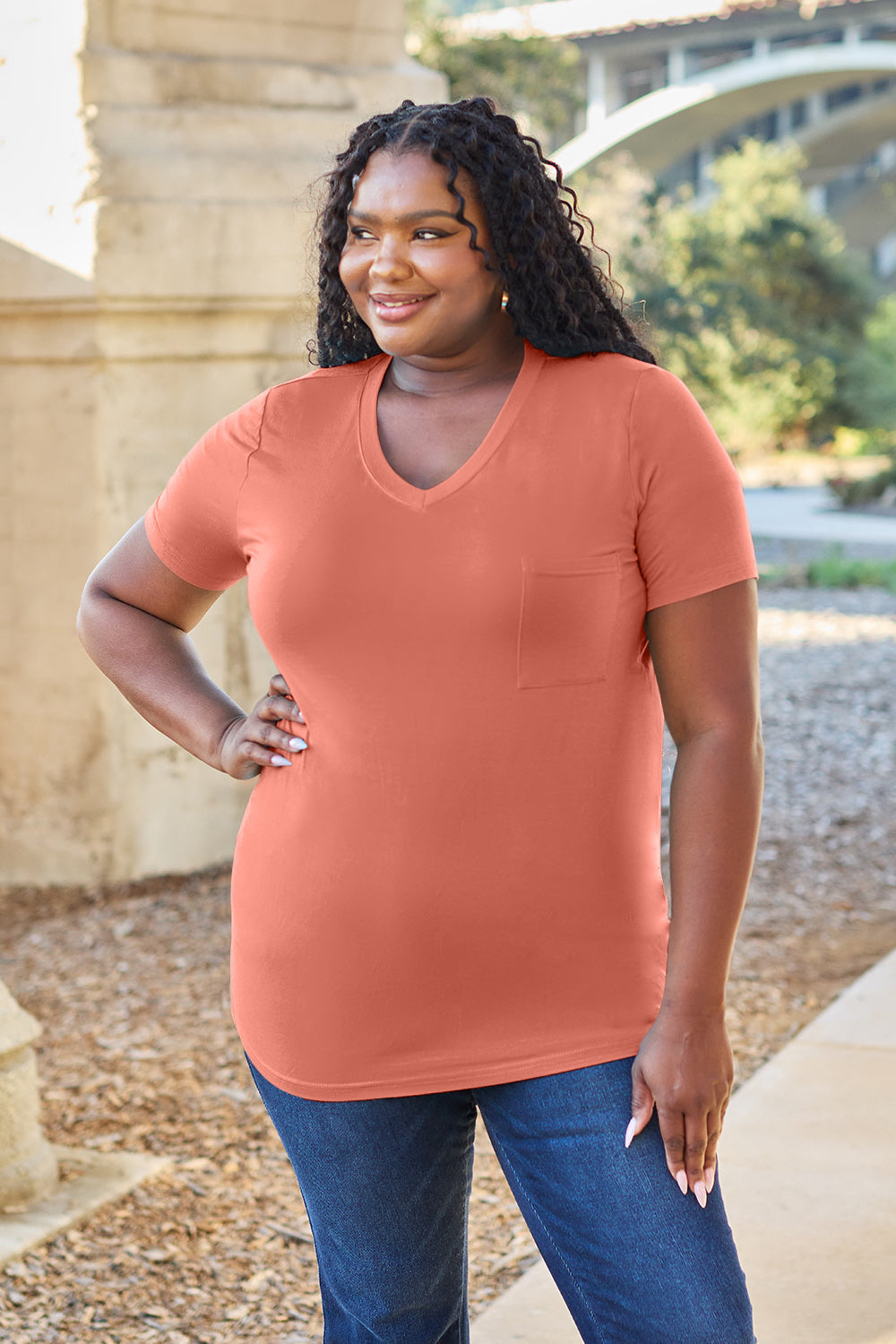 Basic Bae Bamboo Full Size V-Neck Short Sleeve T-Shirt-Angel Casuals