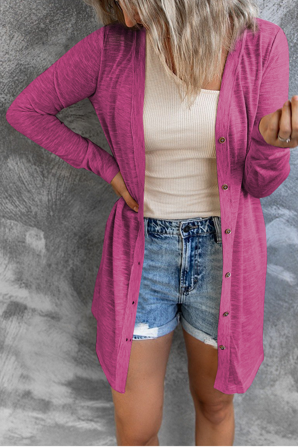 Button Up Long Sleeve Cover Up-Angel Casuals