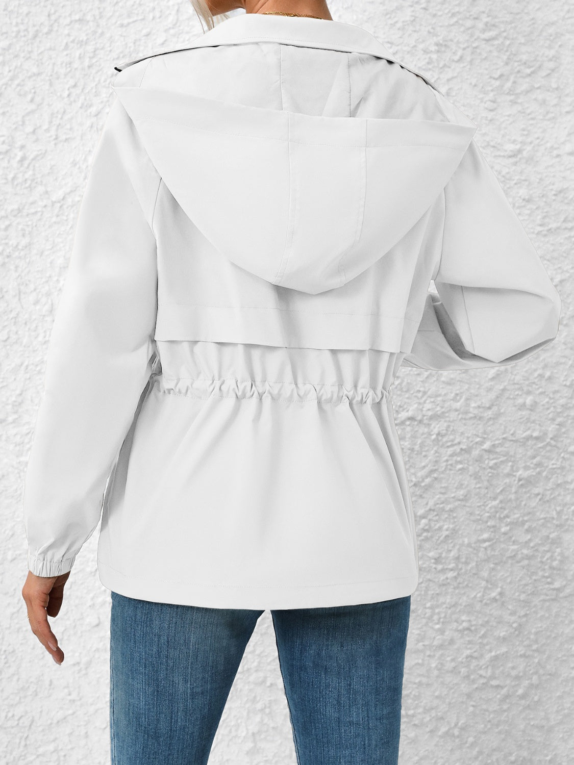 Ivy Lane Drawstring Zip Up Hooded Jacket-Angel Casuals