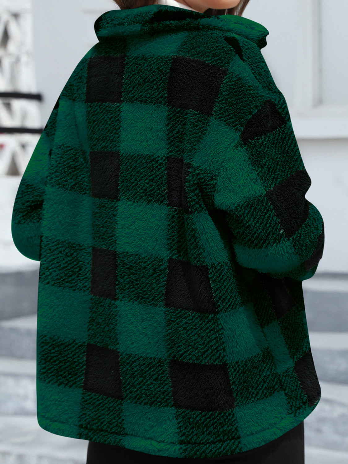 Button Up Drop Shoulder Fuzzy Jacket-Angel Casuals
